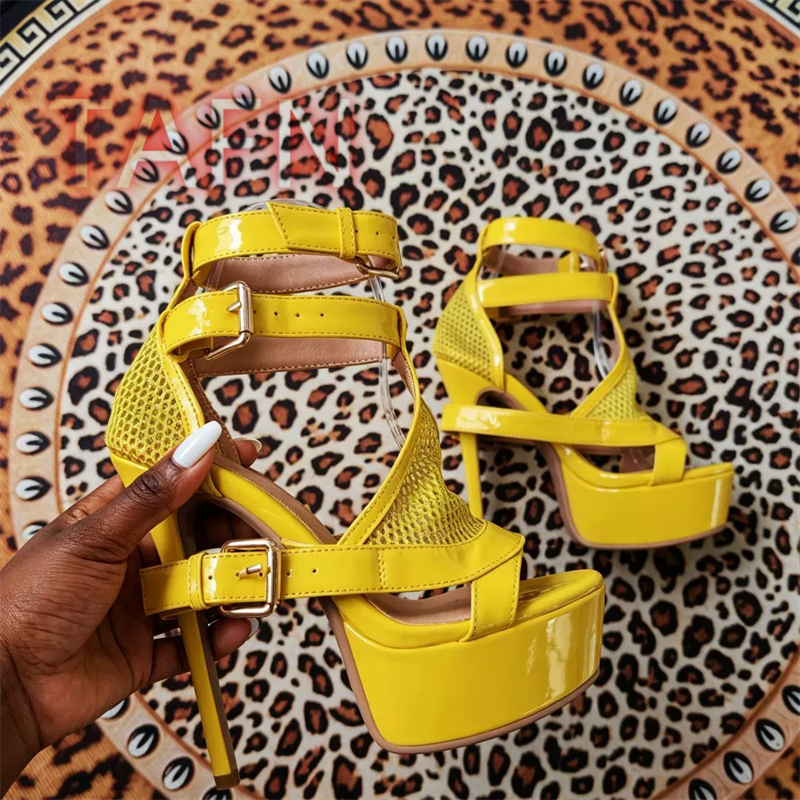 Mesh Buckle Strap Stiletto Pla - Sandal Strappy Heeled 리뷰 및 가격