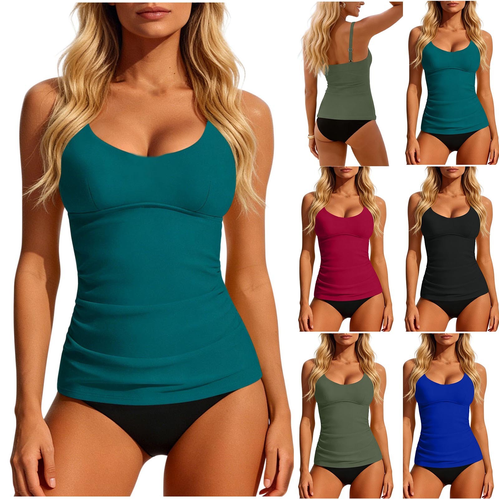 Women's 2026 Tankini Teal Scoo - Swimsuit Bikini Ruched 리뷰 및 가격