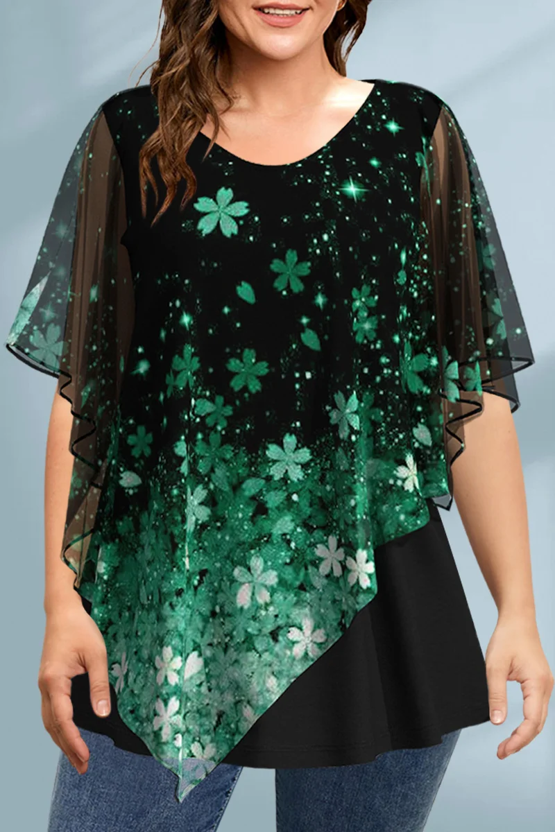 Women's Plus Size Blouse Chiff - Romper Floral Print 리뷰 및 가격