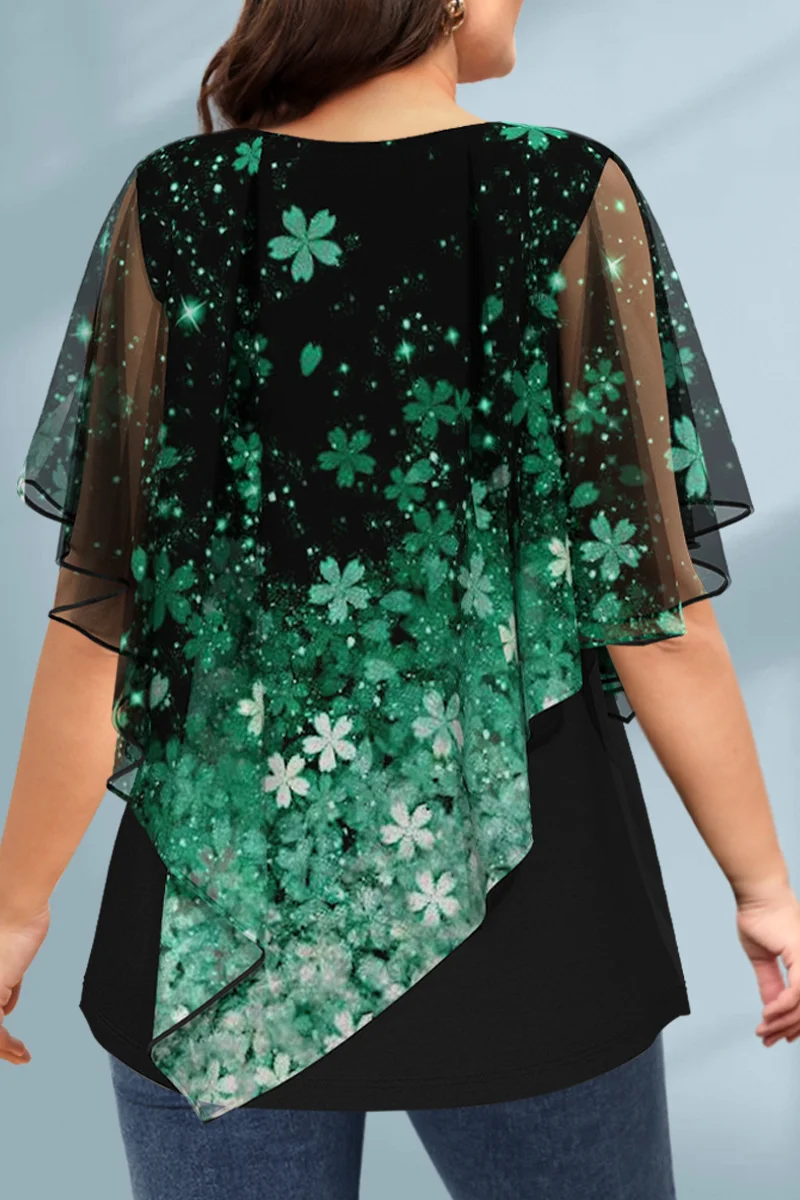 Women's Plus Size Blouse Chiff - Romper Floral Print 리뷰 및 가격