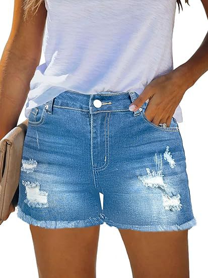Casual Vintage Denim Shorts Hi - Shorts Denim Frayed 리뷰 및 가격