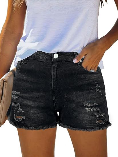 Casual Vintage Denim Shorts Hi - Shorts Denim Frayed 리뷰 및 가격
