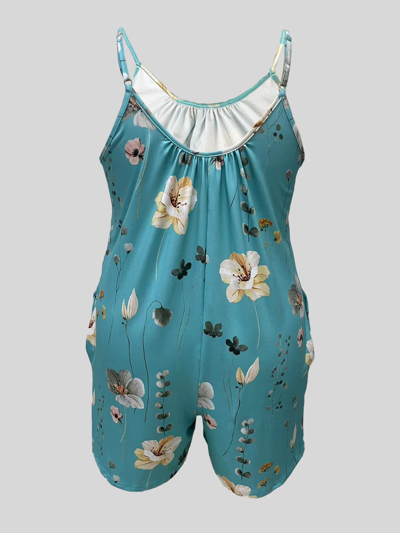 Plus Size Allover Print Cami R - Romper Floral Print 리뷰 및 가격