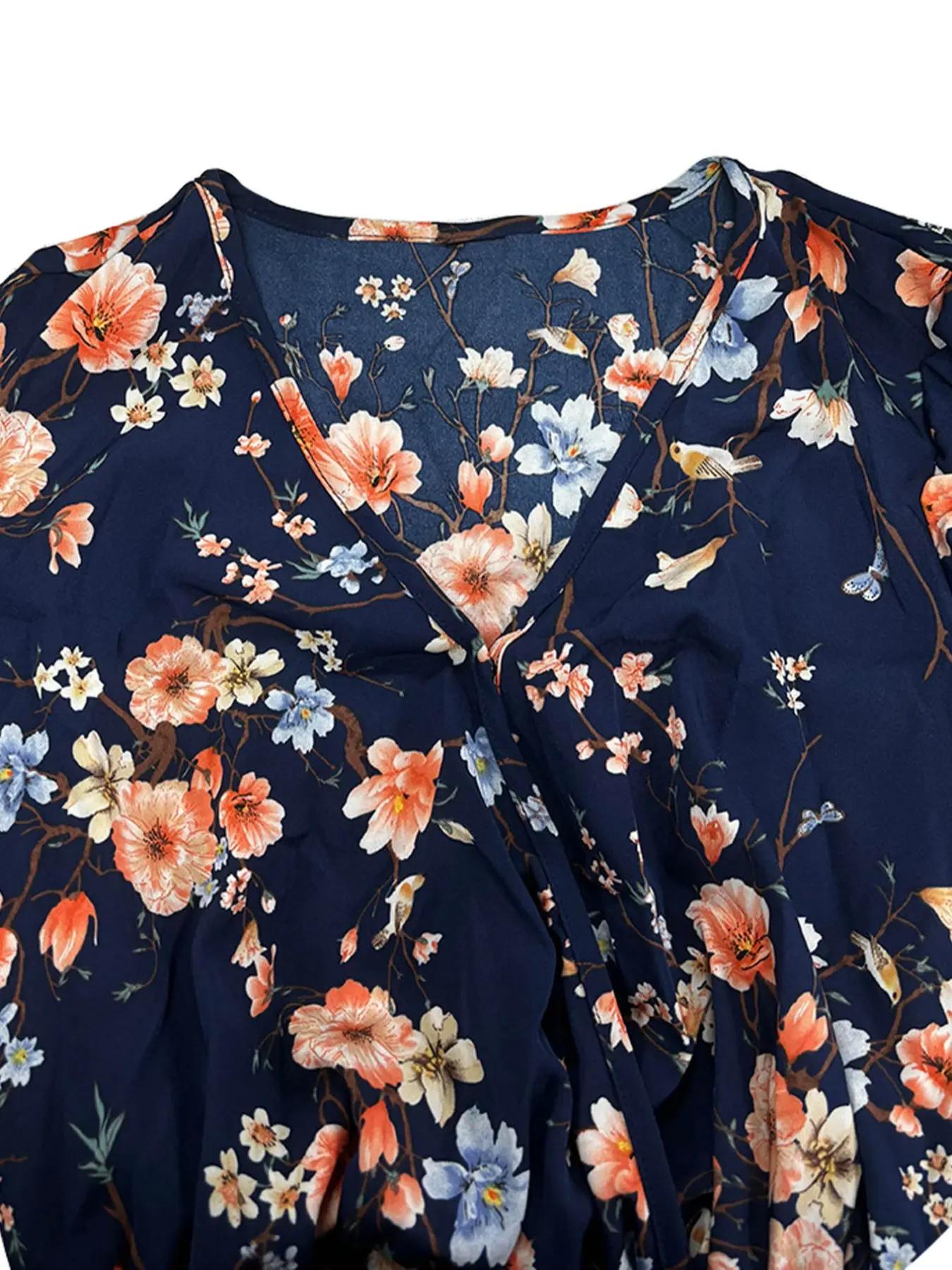 【Plus Size】 Floral Print Tie S - Romper Floral Print 리뷰 및 가격