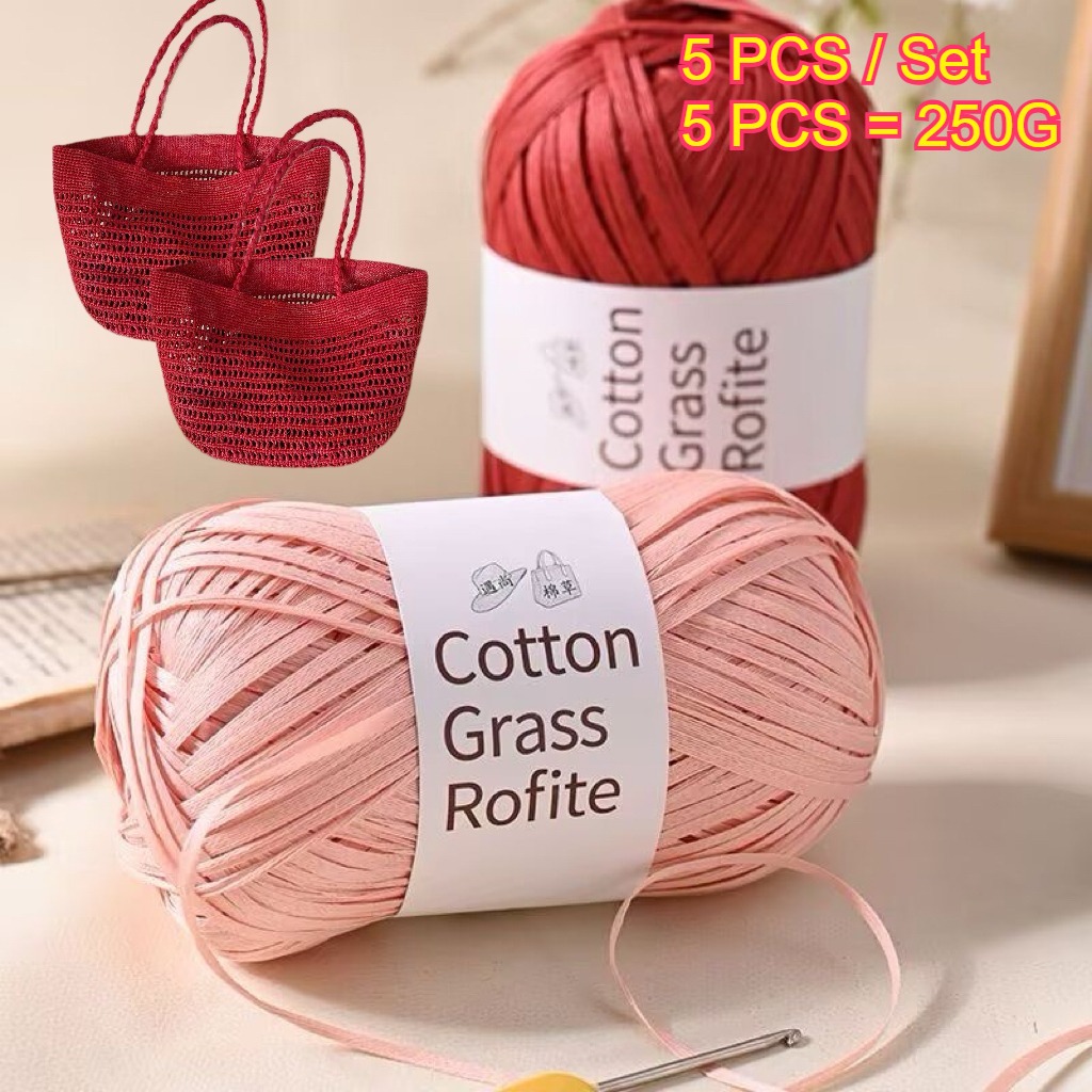 5PCS 250g Raffia Paper Rope Kn - Crochet Bag Raffia 리뷰 및 가격