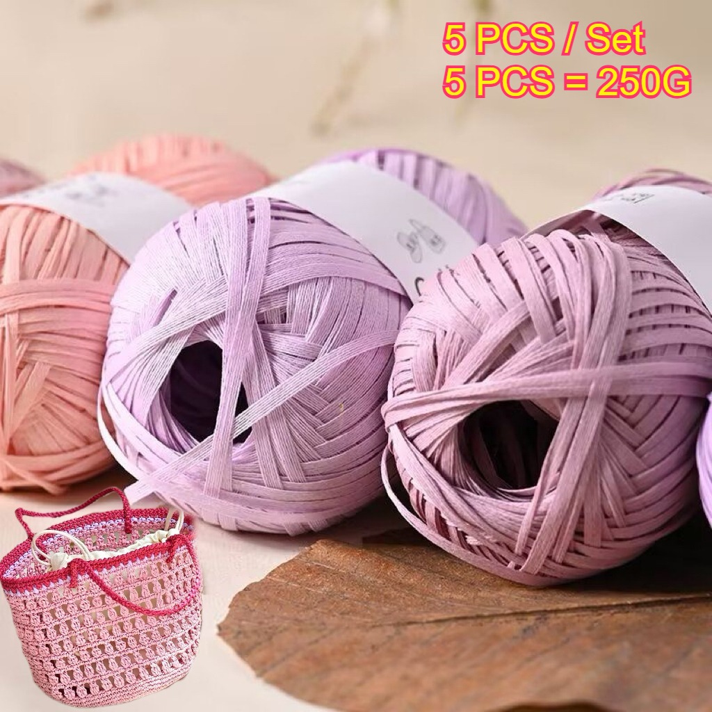 5PCS 250g Raffia Paper Rope Kn - Crochet Bag Raffia 리뷰 및 가격