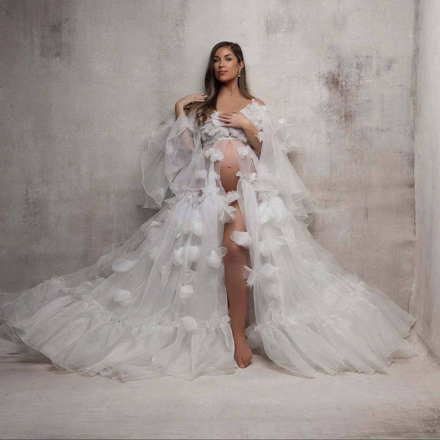 White Floral Tulle Bridal Wrap - Kimono Sheer Floral 리뷰 및 가격