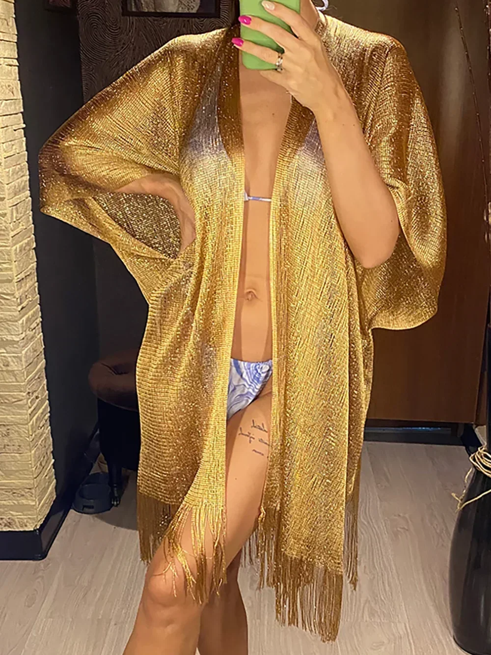Tassel Gold Bikini Cover Up Se - Cover Up Kaftan 리뷰 및 가격