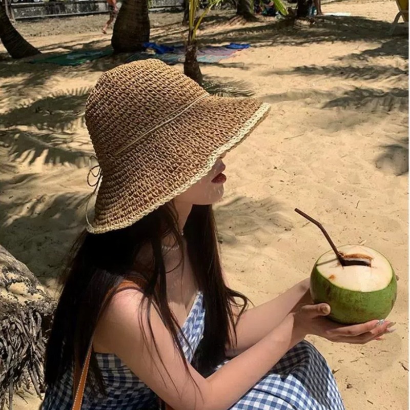 1pc Women's Summer Beach Straw - Hat Floppy Wide 리뷰 및 가격