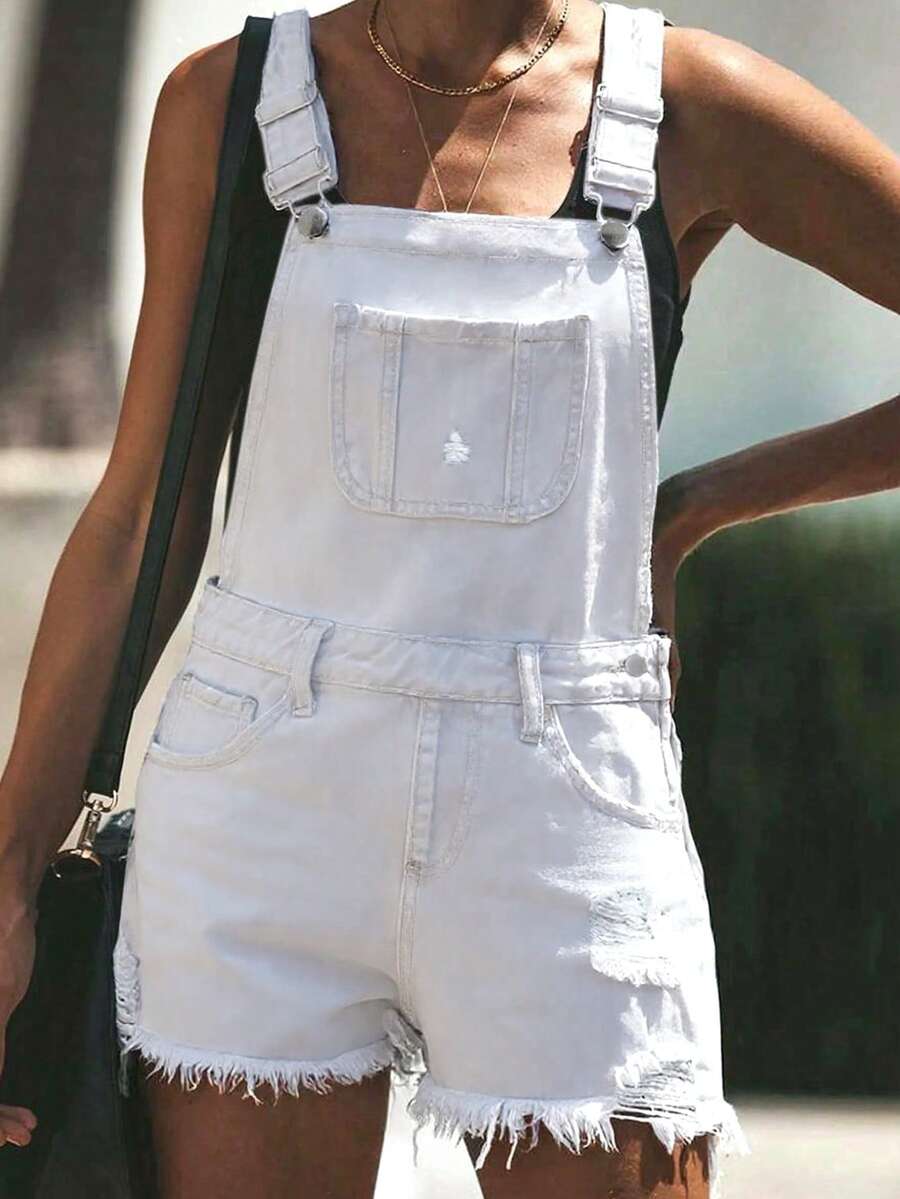 Womens White Distressed Denim  - Shorts Denim Frayed 리뷰 및 가격